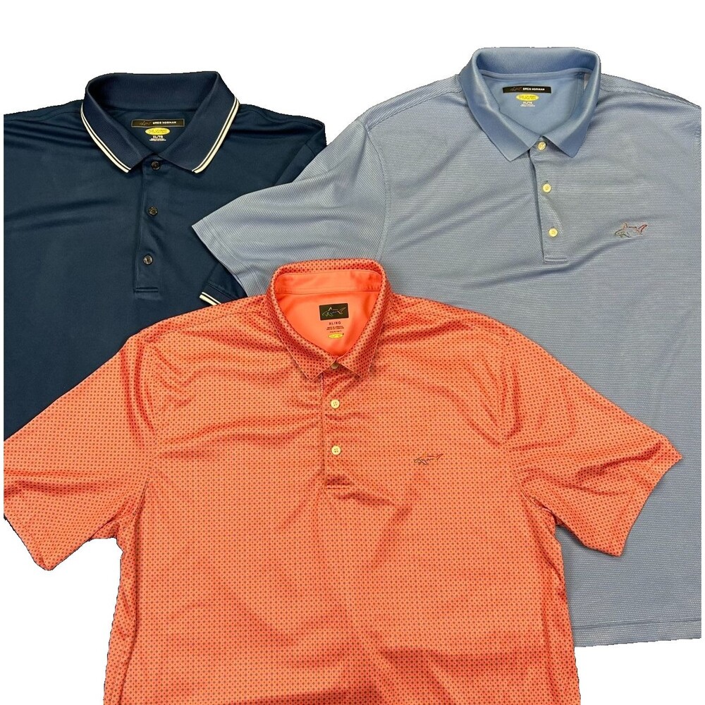 Greg Norman Play Dry Golf Polo Shirt Lot Blue Red Coral Mens XL Performance
